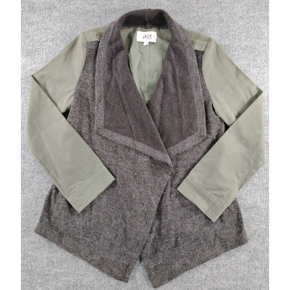 Jack by BB Dakota Drape Utility Jacket Small Cotton Mixed Media Drawstring Vibe